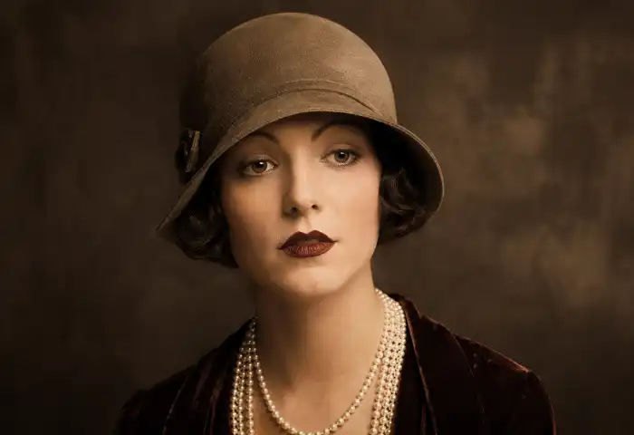 1920s women accessories cloche hat pearls
