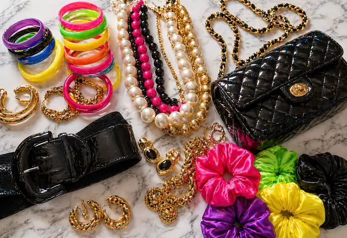 80s fashion accessories jewelry bangles scrunchie