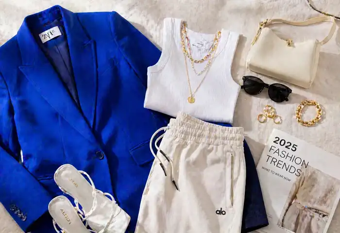 amazon fashion 2025 trend items flat lay