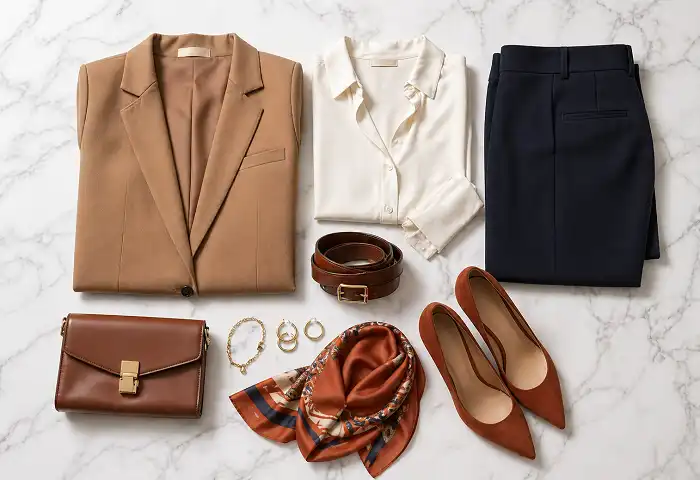 signature wardrobe color palette flatlay