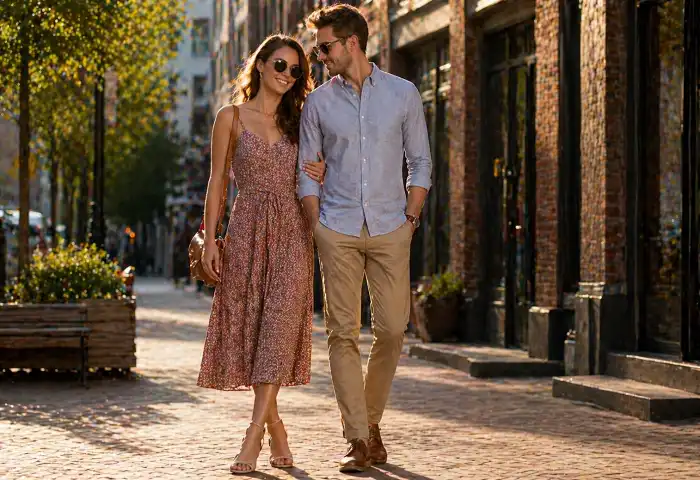 stylish couple wearing amazon fashion outfits