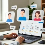 Person using AI shopping guides on a laptop to compare products