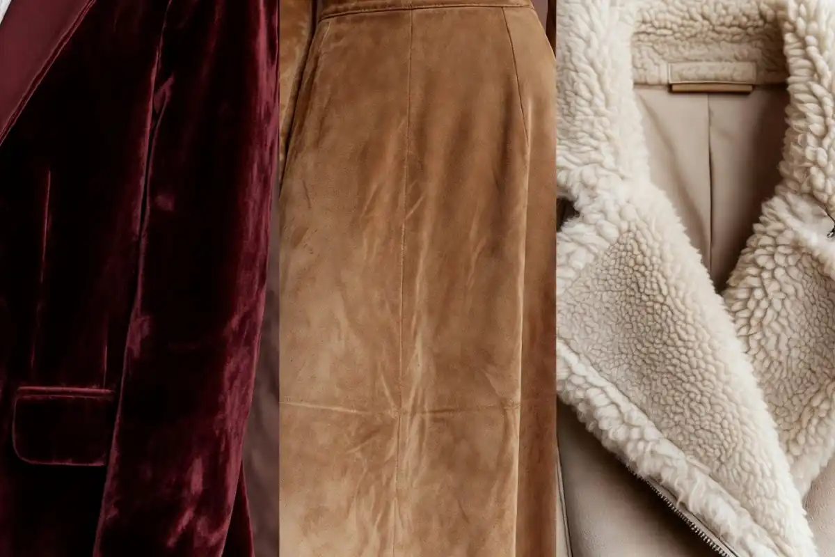 Velvet blazer suede skirt shearling jacket fall fashion texture trend 2025
