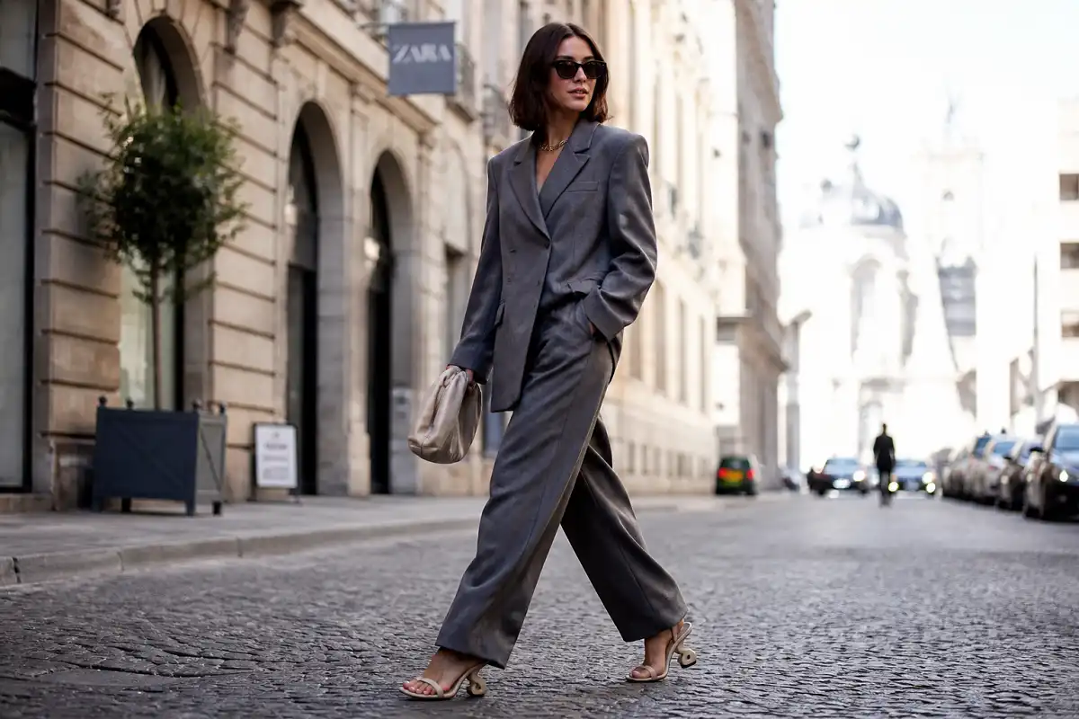 Street style inspired by high fashion trends in a modern city