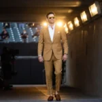 Joe Burrow tunnel walk in a tailored luxury suit with sunglasses