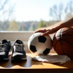 Person cleaning gear to maintain sports equipment at home