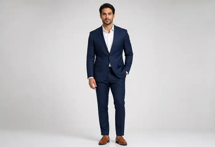 mens classic style outfit suit loafers