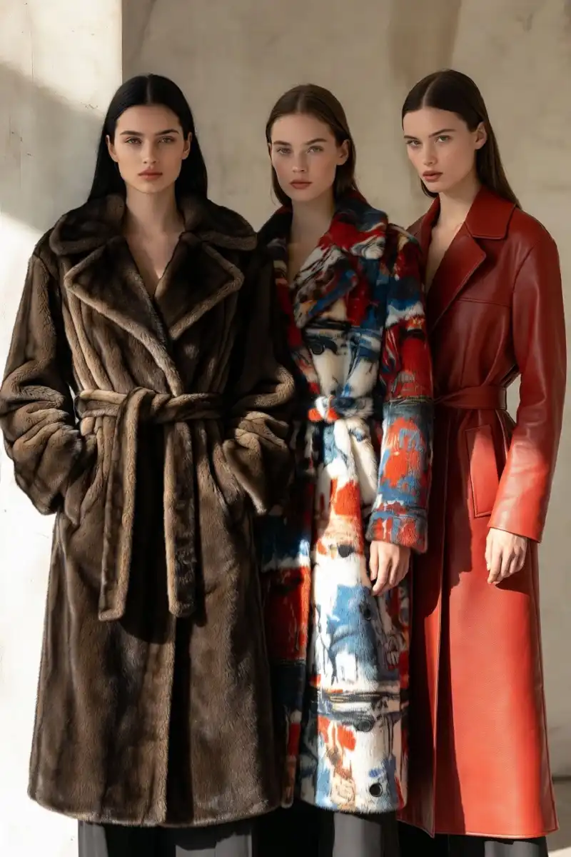 Statement faux-fur and leather coats from Milan Fashion Week 2025 trends