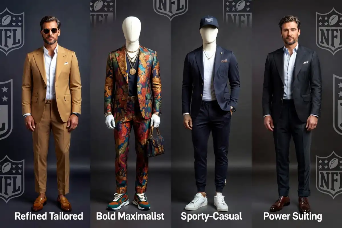 Visual comparison of NFL fashion icons including Joe Burrow's style