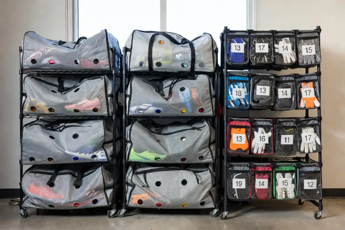Organized storage space for athletic gear care