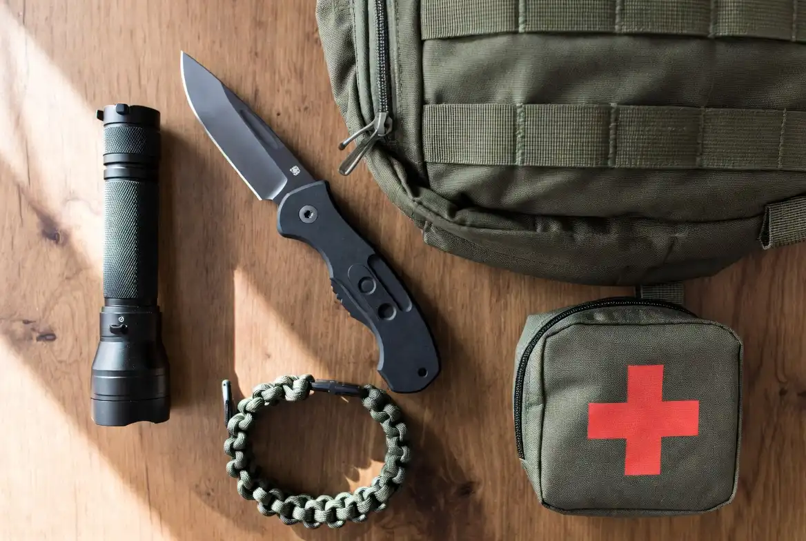 Cheap tactical gear for beginners laid out as a starter kit